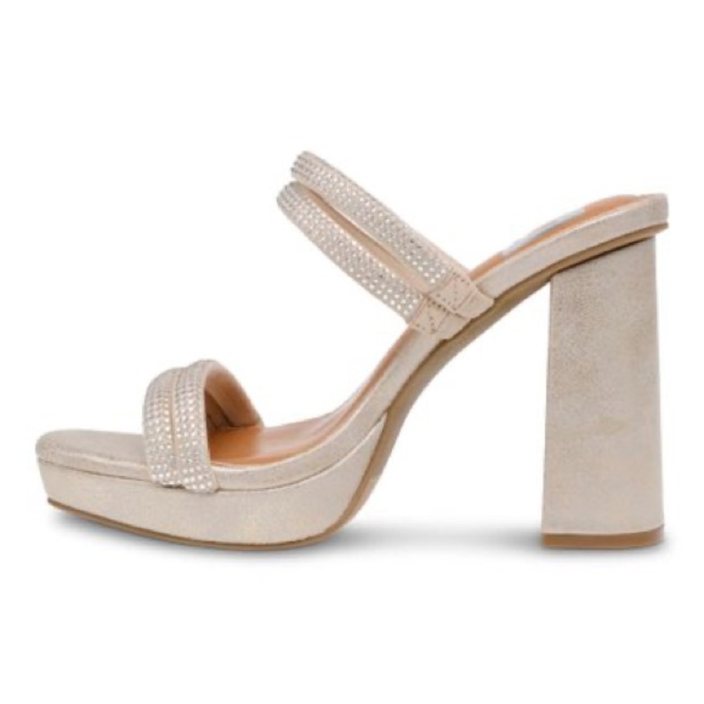 DV by Dolce Vita Gold Persia‎ Chunky Heel Open-Toe Rhinestone-Detail Sandal - Picture 5 of 14